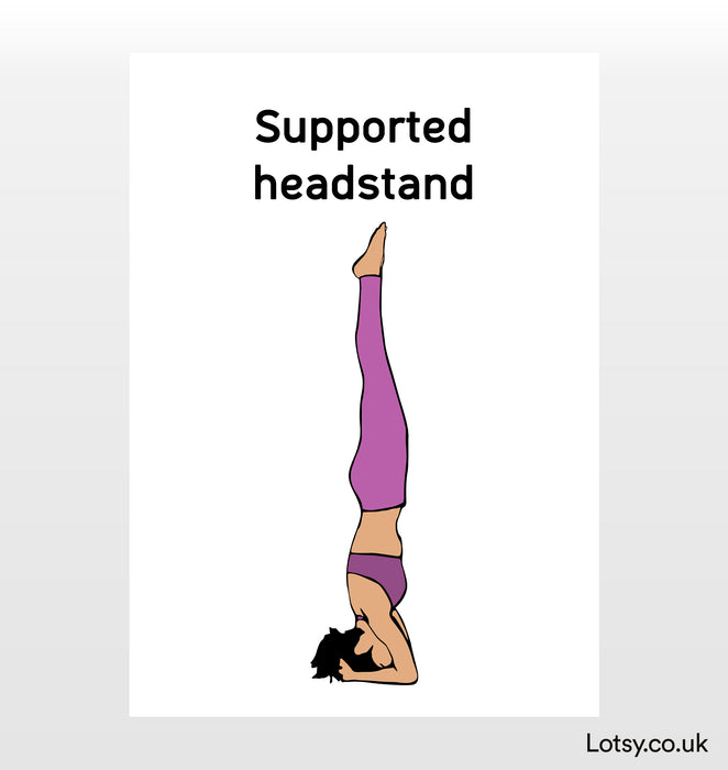 Parada de cabeza apoyada - Impresión de yoga