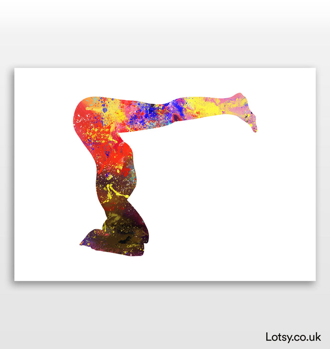 Supported Headstand with Legs Halfway Down Pose - Yoga Print