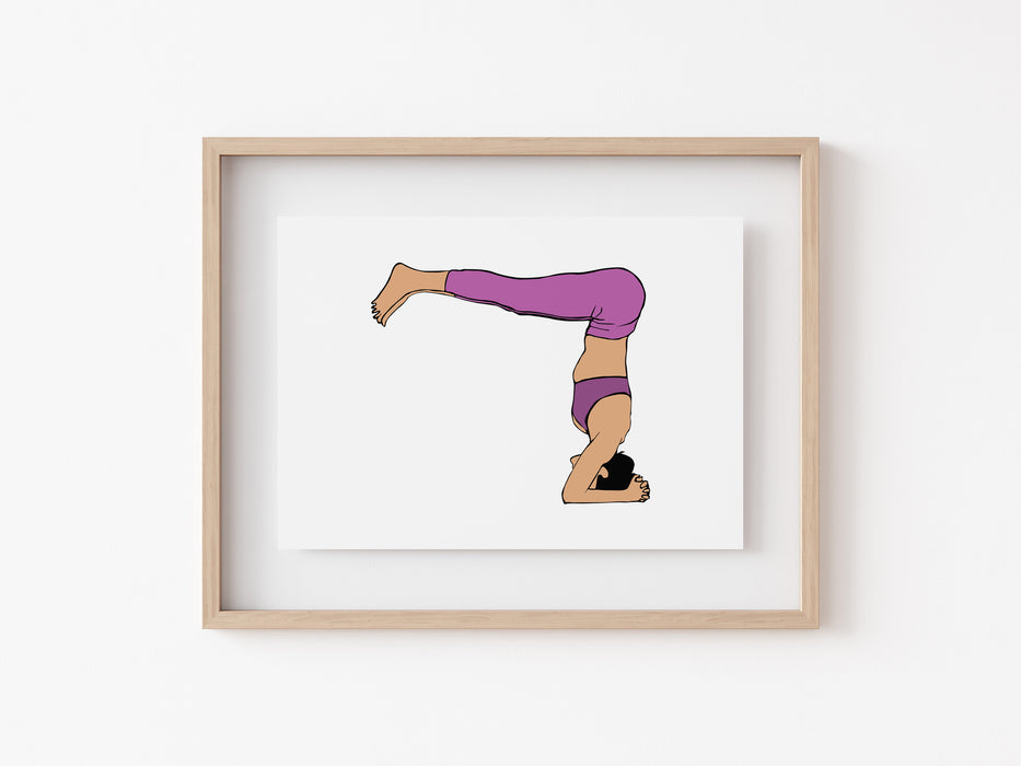 Supported Headstand with Legs Halfway Down - Yoga Print