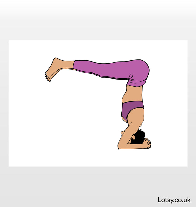 Supported Headstand with Legs Halfway Down - Yoga Print