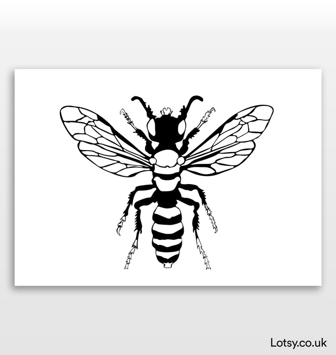 Wasp Print - Greyscale