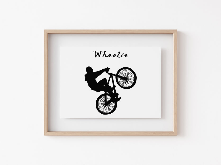 BMX Wheelie Print - Greyscale