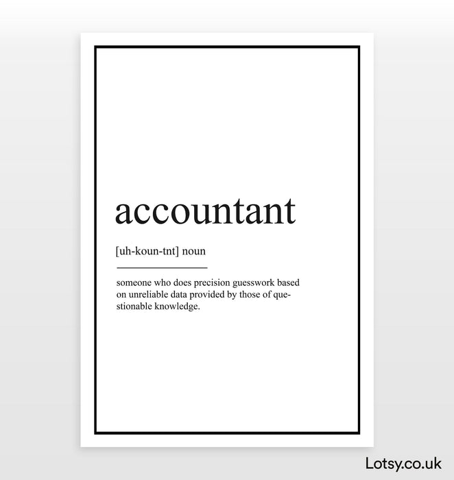 Definition of an Accountant Quote Poster Print Accounting 