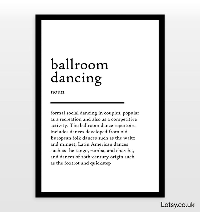 Ballroom Dancing Definition Print