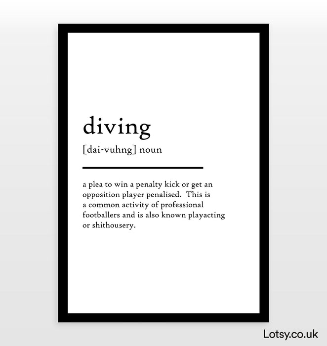 Football diving - Definition Print