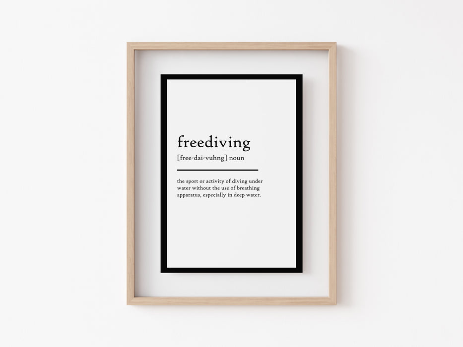 Freediving diving - Definition Print
