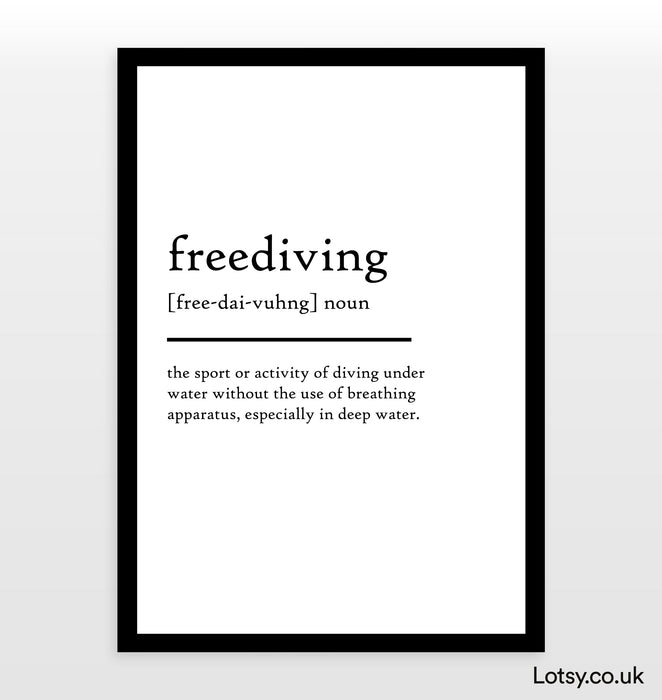 Freediving diving - Definition Print