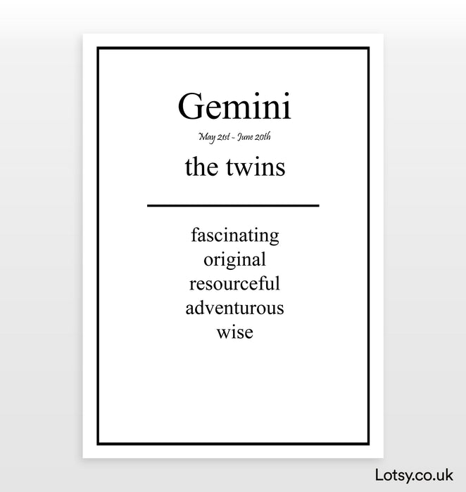 Gemini - Astrology Print