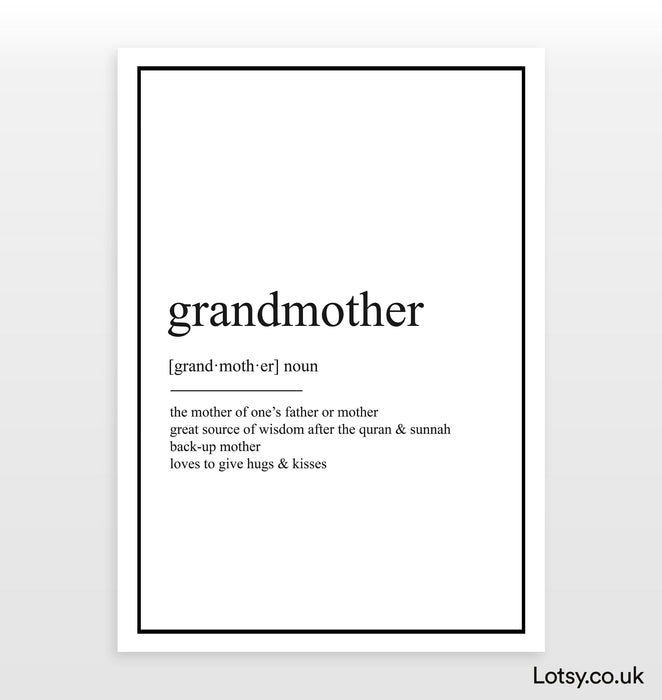 Grandmother - Definition Print