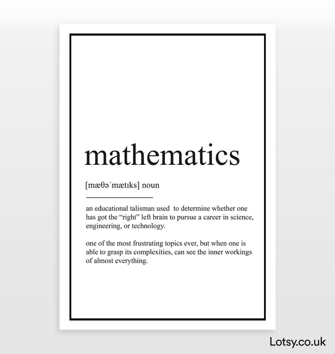 Mathematics - Definition Print