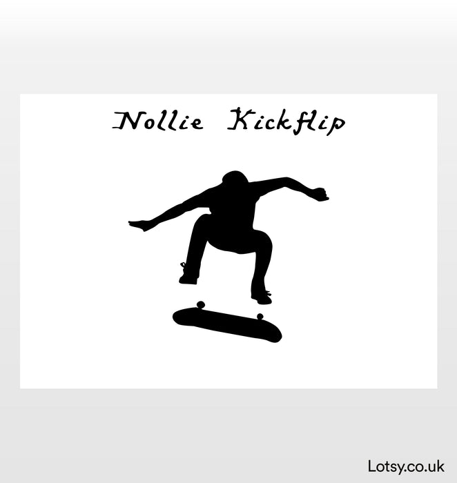 Skateboard Print - Nollie Kickflip