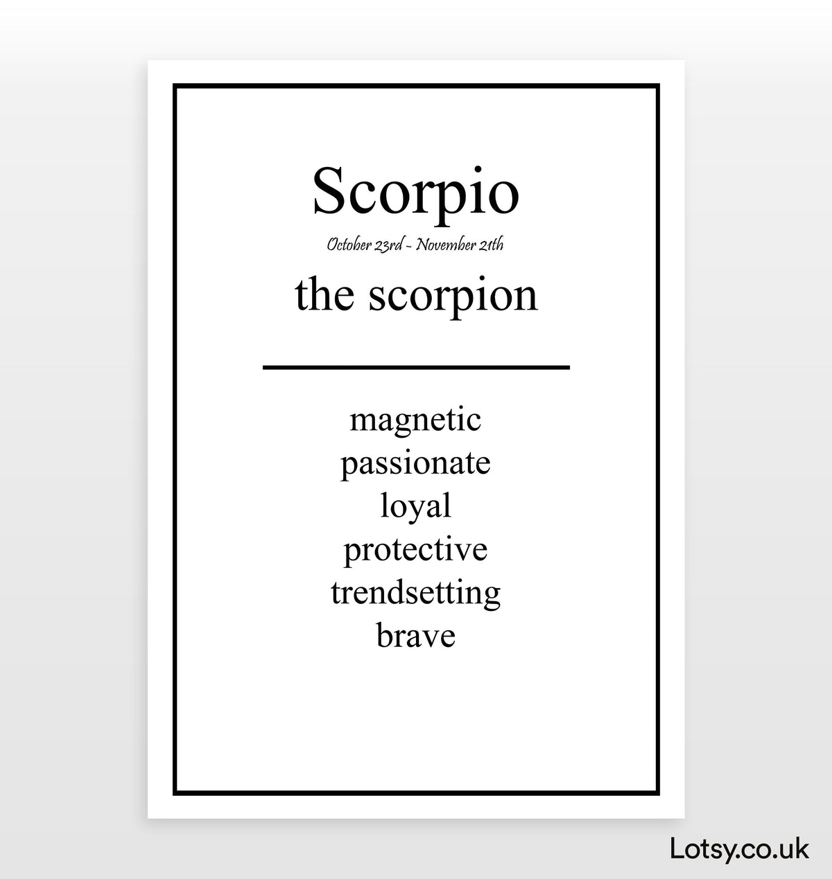 Scorpio Quote Print Lotsy