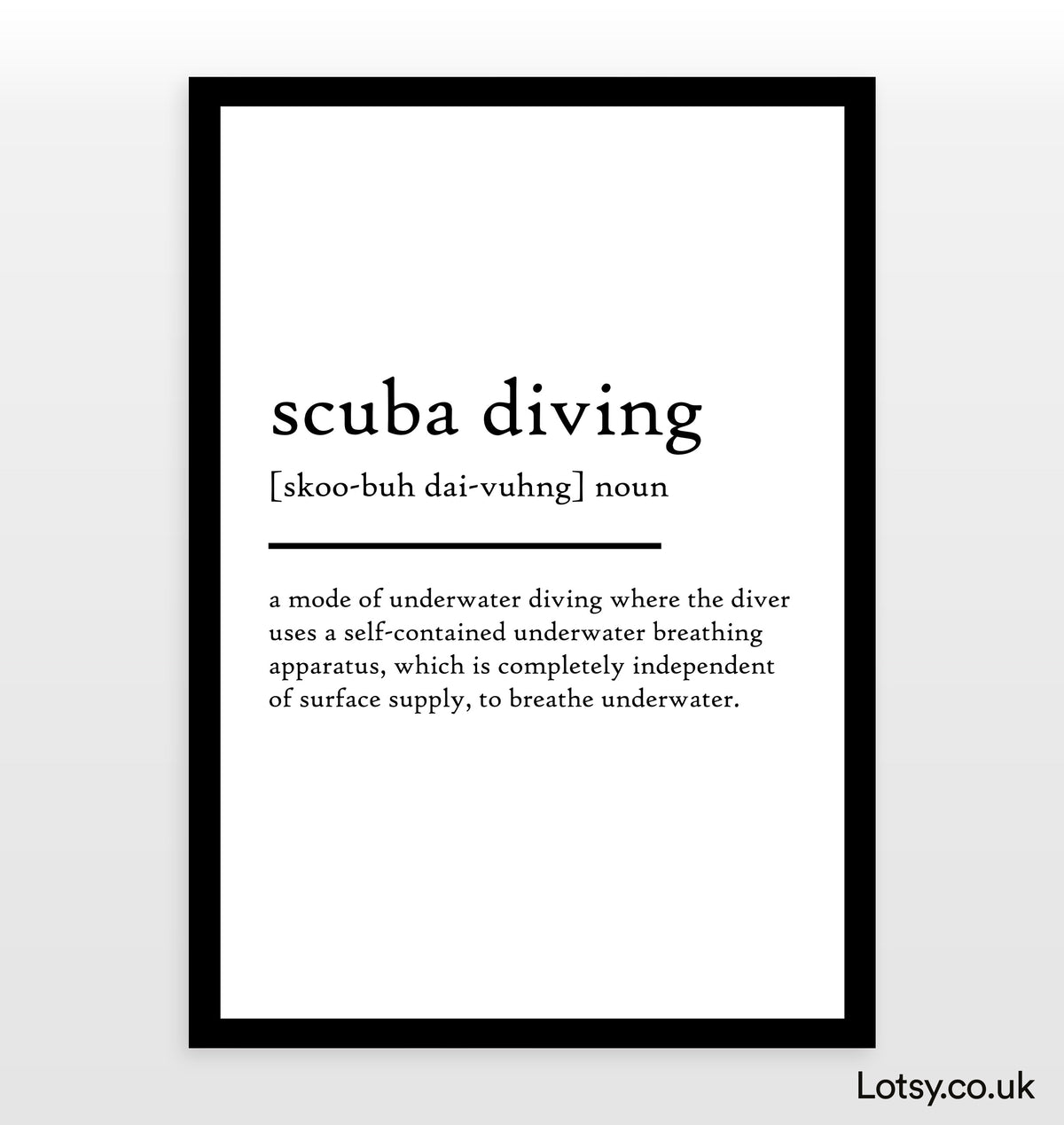 Scuba Diving Definition Print — Lotsy.co.uk