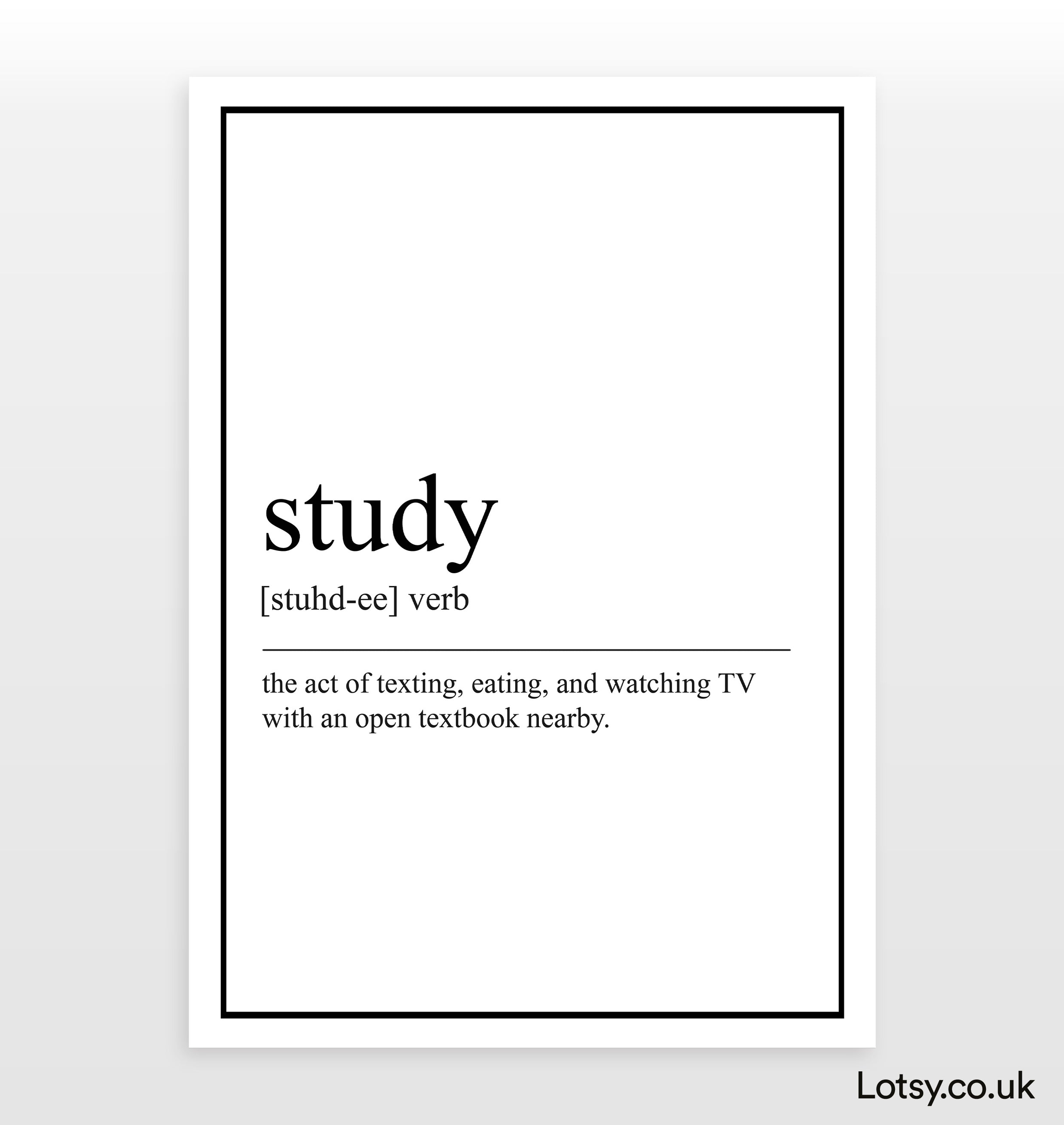 Study - Definition Print — Lotsy.co.uk