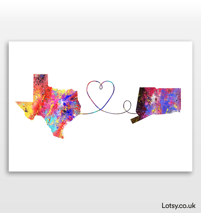 Texas to Connecticut Print
