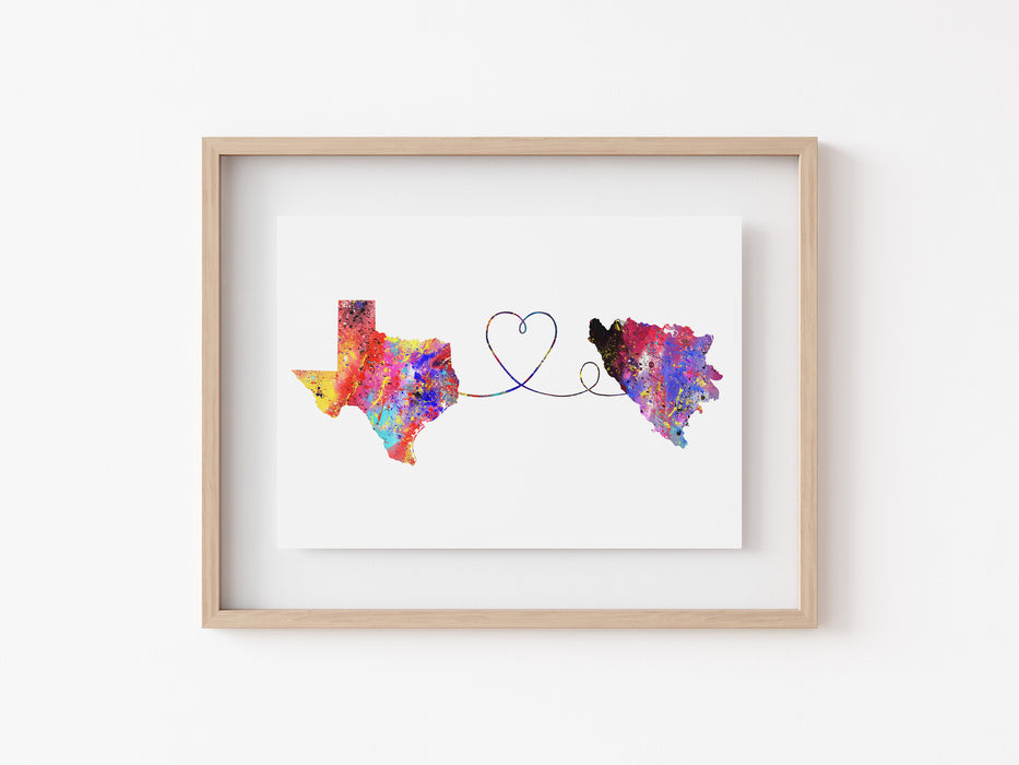 Texas to Bosnia and Herzegovina Print