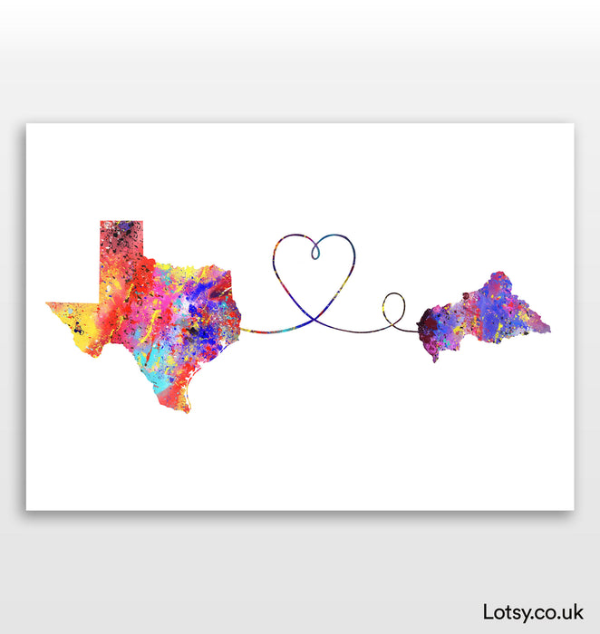 Texas to Central African Republic Print