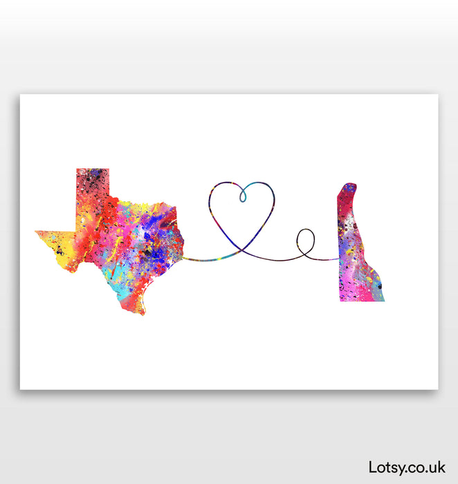 Texas to Delaware Print