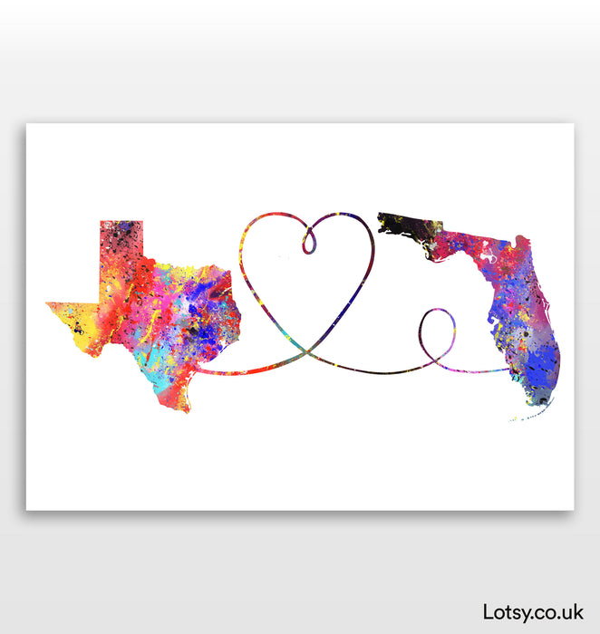 Texas to Florida print