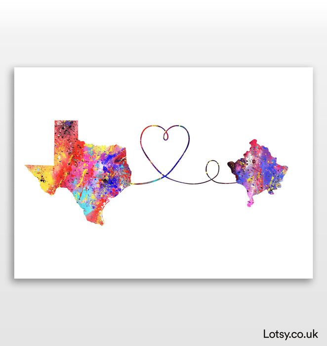 Texas to Kosovo Print