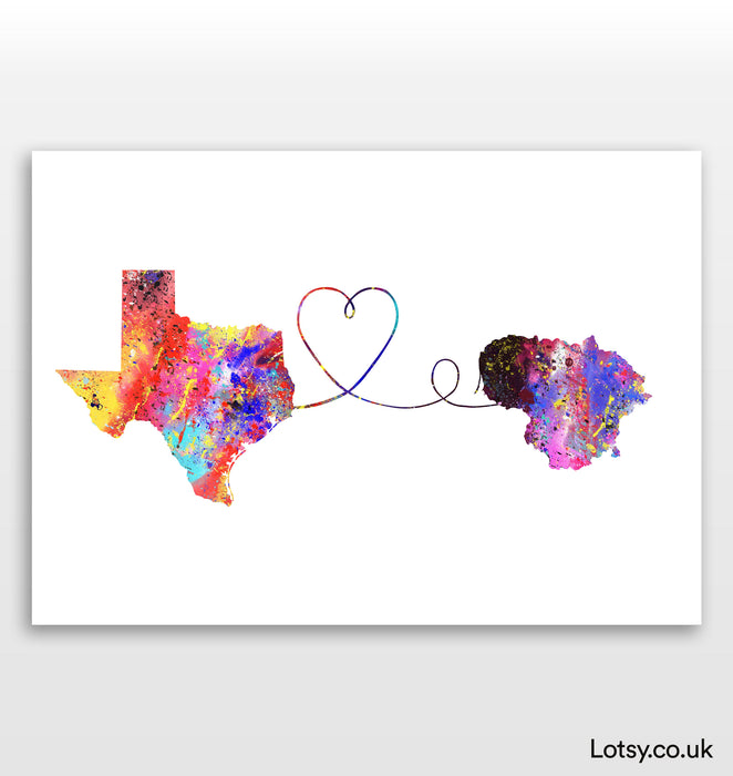 Texas to Luxembourg Print