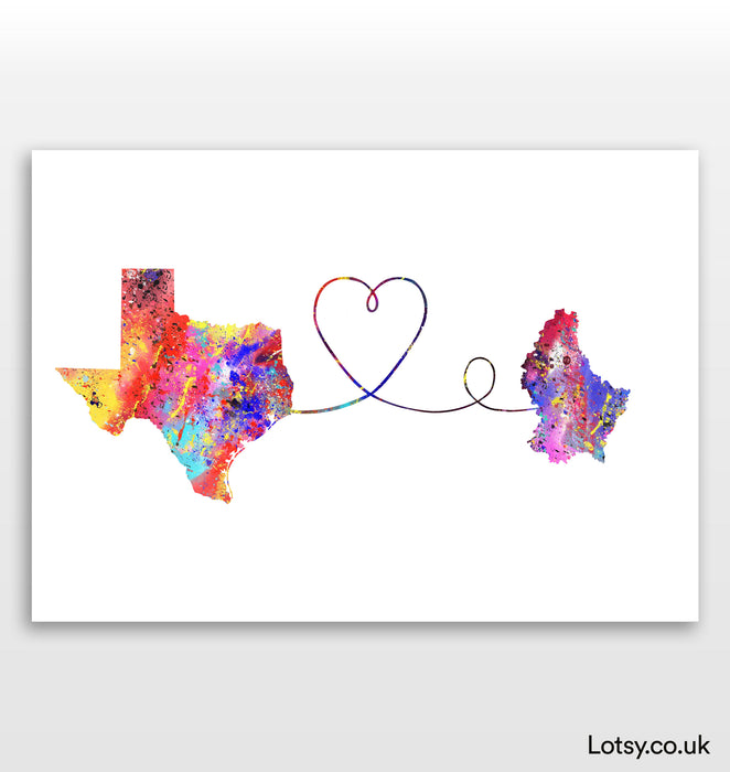 Texas to Luxembourg Print