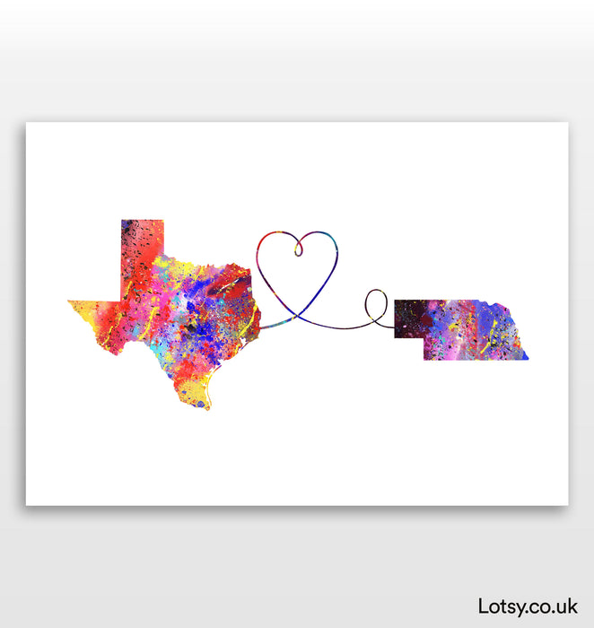 Texas to Nebraska Print