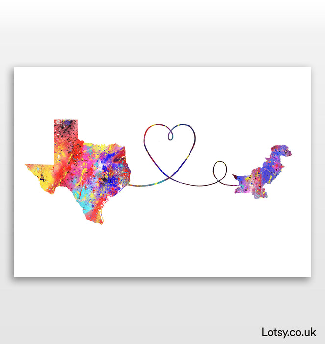 Texas to Pakistan Print