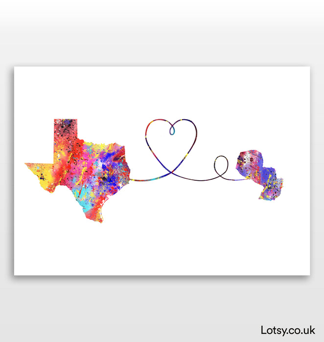 Texas to Paraguay Print