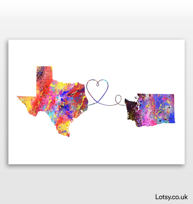 Texas to Washington Print