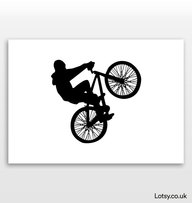 BMX Wheelie Print - Greyscale